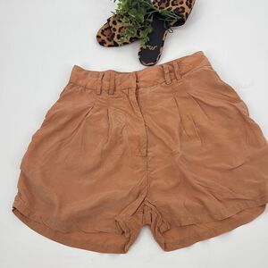 Anthropologie Sancia High-Rise Pleated Paper Bag‎ Bermuda Shorts Apricot Small